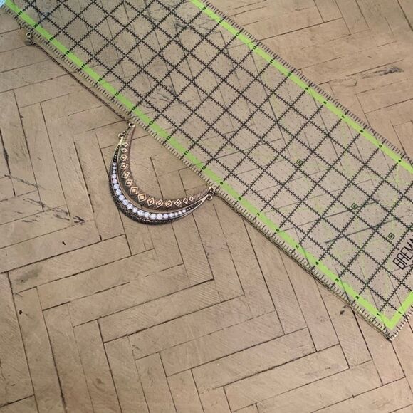 Tribal Collar Necklace Gold Rhinestone Boho - Picture 6 of 7